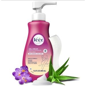 Veet Sensitive Hair Remover Gel Cream Organic Aloe Vera Legs Body 13.5 fl oz